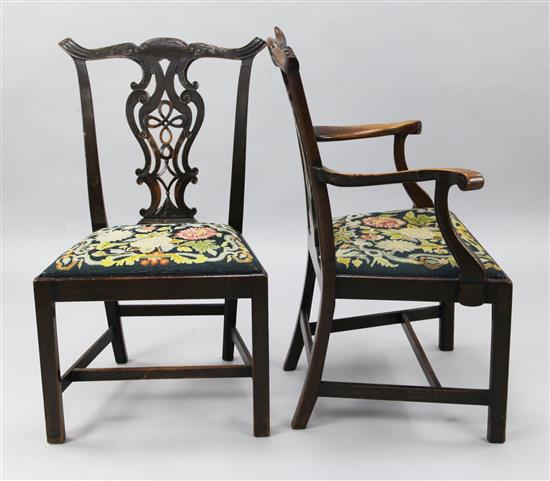 A set of eight George III mahogany dining chairs, H.3ft 2in.